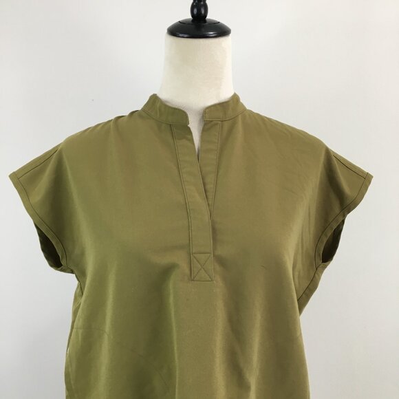 FIGS Oversized Olive Green RAFAELA Mandarin Collar Medical Scrub Top Shirt - Picture 5 of 11
